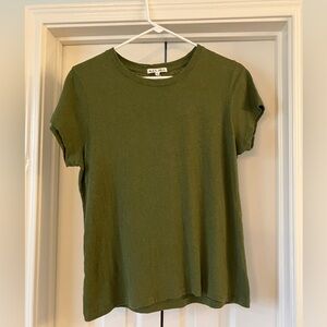 Alex Mill Prospect Linen Tee, Army Green, size Large.